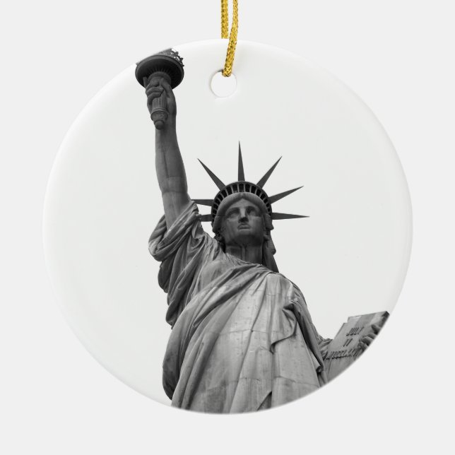 Black & White Statue of Liberty Christmas Ornament (Front)