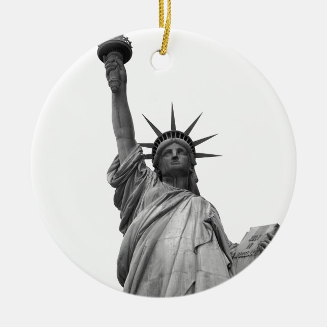 Black & White Statue of Liberty Christmas Ornament (Front)