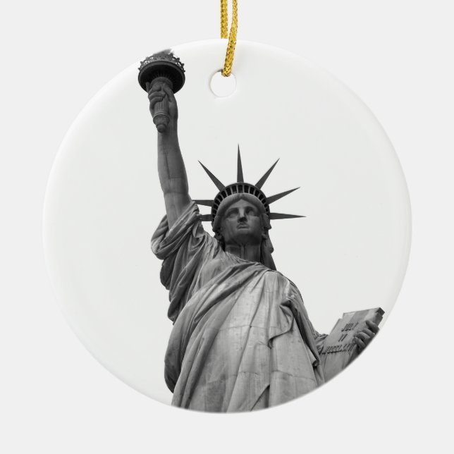 Black & White Statue of Liberty Christmas Ornament (Front)