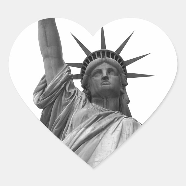 Black & White Statue of Liberty Heart Sticker (Front)