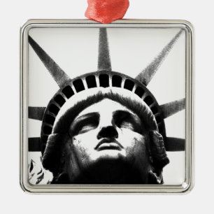 Black & White Statue of Liberty Metal Ornament