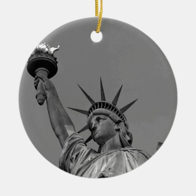 Black & White Statue of Liberty New York Ceramic Ornament (Front)