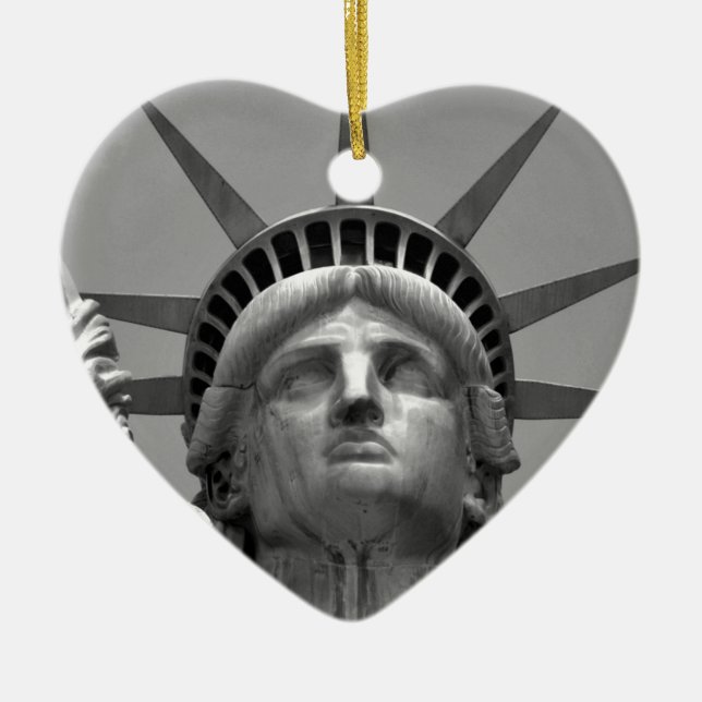 Black & White Statue of Liberty New York Ceramic Ornament (Front)