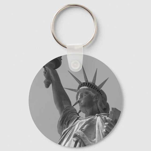 Black & White Statue of Liberty New York City Keychain (Front)