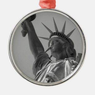 Black & White Statue of Liberty New York City Metal Ornament