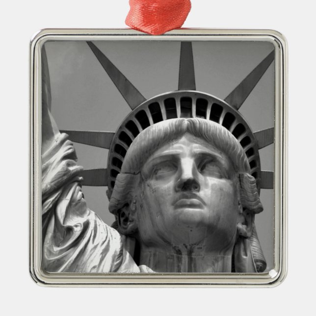 Black & White Statue of Liberty New York Metal Ornament (Front)