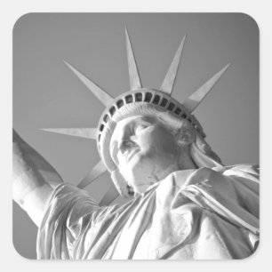 Black White Statue of Liberty Square Sticker