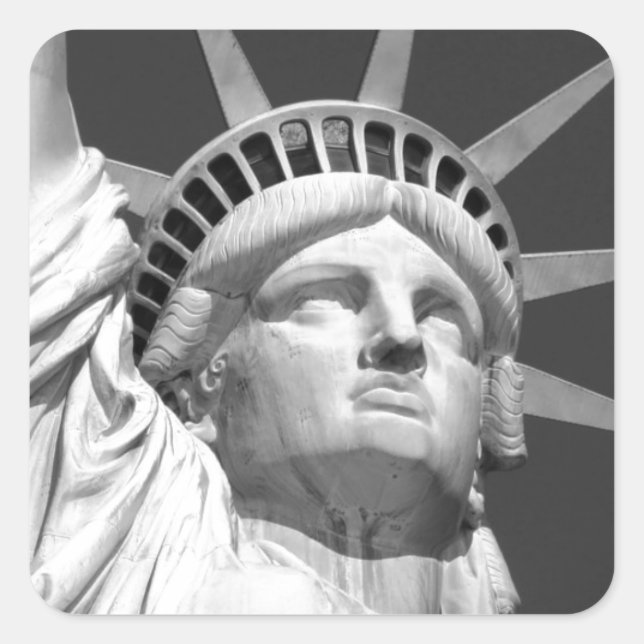 Black & White Statue of Liberty Square Sticker (Front)