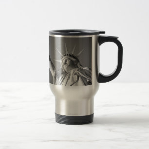 Black White Statue of Liberty Travel Mug