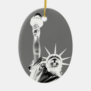 Black & White Statueof Liberty New York City Ceramic Ornament