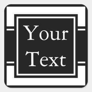 Black & White Stickers or Labels w/ Custom Text