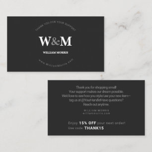 Black White Streetwear Edgy Branded Company Thanks Business Card