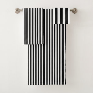 Black & White Stripe Bathroom Towel Sets