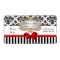 Black White Stripe Damask Red Water Label