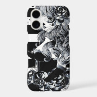 Black & White Stripe Day of the Dead Sugar Skull