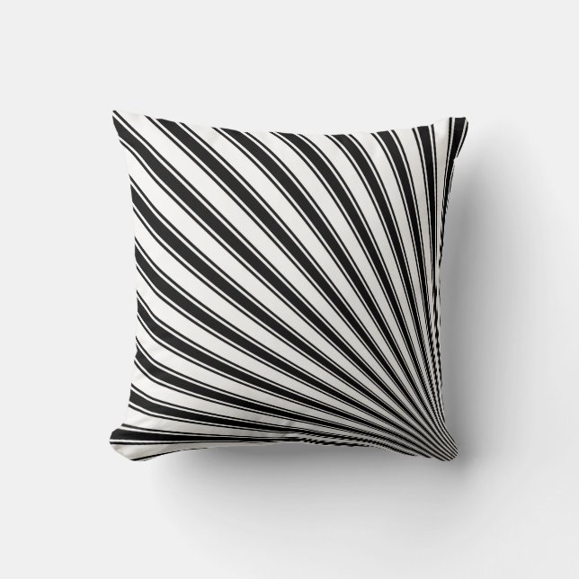 Black White Stripe Funky Pattern Throw Pillow (Front)