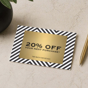 Black White Stripe Gold Minimalist Modern Coupon