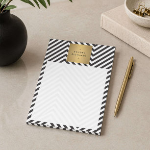 Black White Stripe Gold Minimalist Modern Post-it Notes