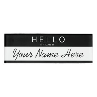 Black & White Stripe 'Hello My Name is...' Custom Name Tag