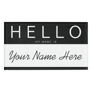 Black & White Stripe 'Hello My Name is...' Custom Tag