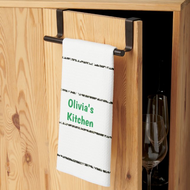 Black White Stripe Kitchen Hand Towel (Thirds Fold)