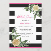 Black White Stripe Lemon Pink Bridal Shower