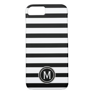 Black & White Stripe Monogram Case-Mate iPhone Case