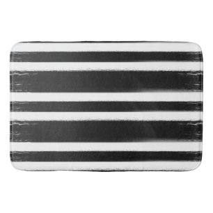 Black & White Stripe Paint Brush Bath Mat