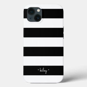 Black & White Stripe Personalized iPhone 13 Case