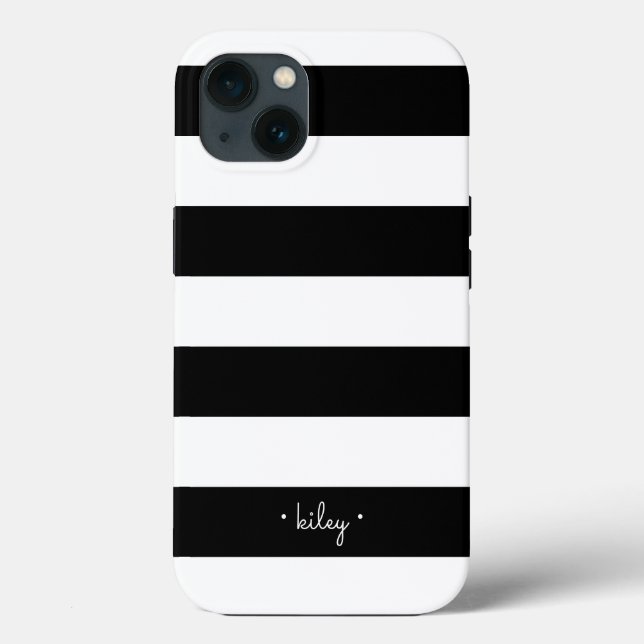 Black & White Stripe Personalized Case-Mate iPhone Case (Back)