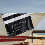Black & White Stripe Personalized Family Reunion Beach Towel<br><div class="desc">Create a unique souvenir for your family reunion or family vacation with our personalized beach towels. Design features classic wide black and white stripes with your family name,  reunion date and location along the bottom in bold white lettering.</div>