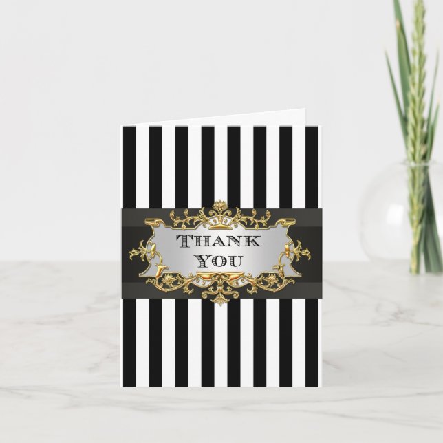 Black White Stripe Thank You Multiple Text Fields (Front)