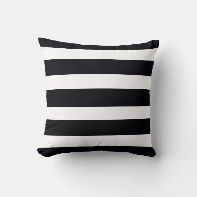 Black & White Stripe Throw Pillow - by RJFxx. (Front)
