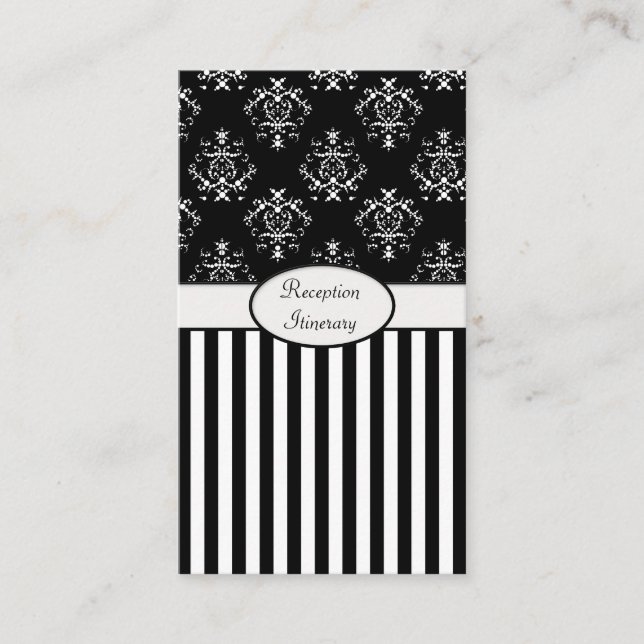 Black & White Striped Baroque Enclosure Card (Front)