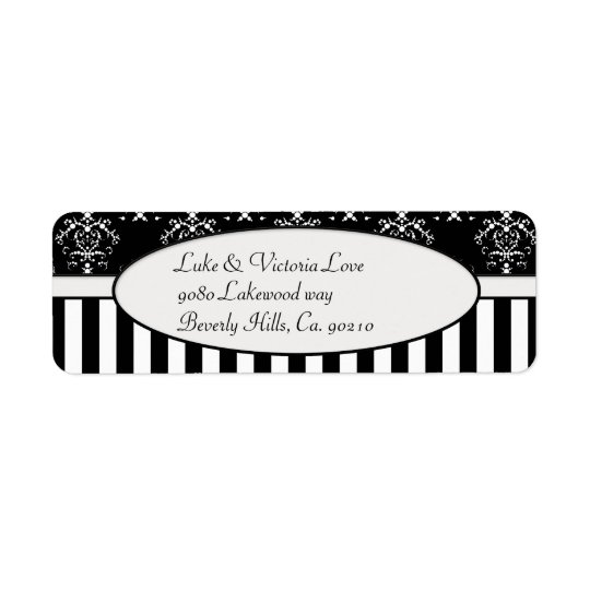 Black & White Striped Baroque Return Address Label
