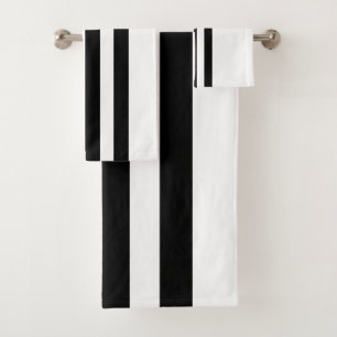Black & White Striped Bath Towel Set