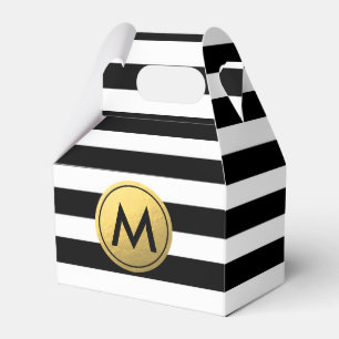 Black & White Striped Gold Foil Party Favour Boxes