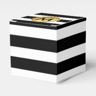 Black & White Striped Gold Foil Party Favour Boxes