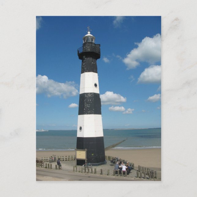 Black White Striped Lighthouse Postcard (Front)