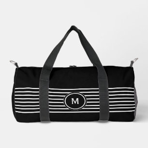 Black & White striped monogram Duffle Bag
