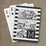 Black White Striped Photo Collage Custom Monogram Playing Cards<br><div class="desc">Custom playing cards with a photo are a unique way to personalize a classic deck, transforming it into a memorable keepsake or gift. Featuring a cherished image—such as a family portrait, a pet, or a special moment—these cards blend functionality with sentimentality. Printed on high-quality stock, they maintain the feel of...</div>