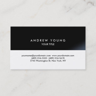 Black White Striped Professional Business Card