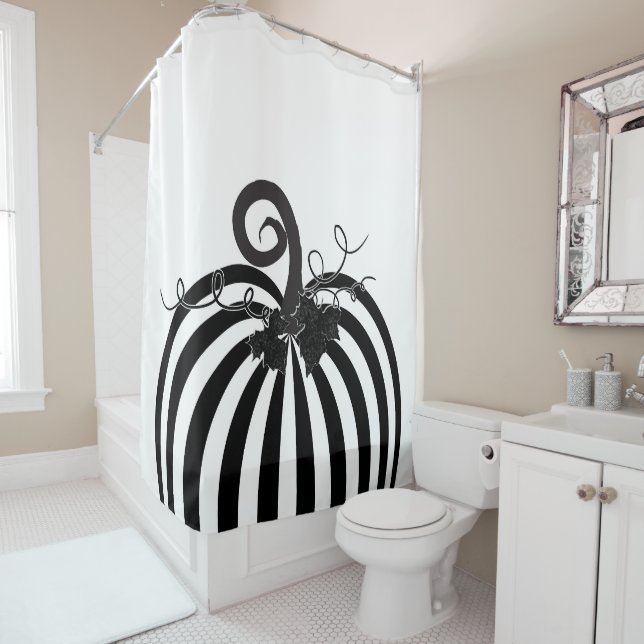 Black & White Striped Pumpkin Chic Autumn Fall  (In Situ)