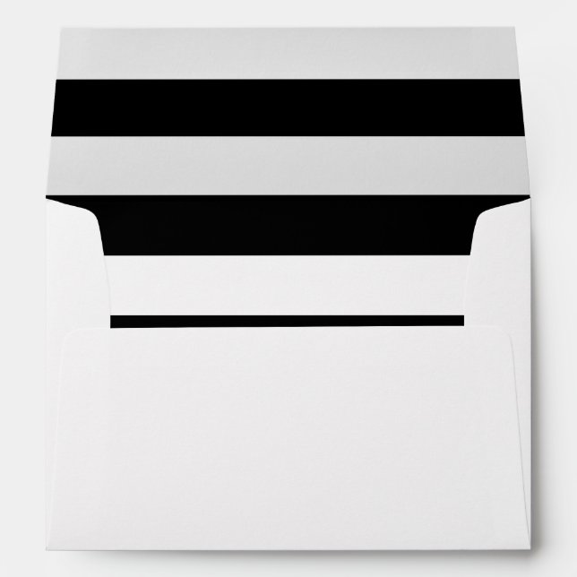 Black White Striped Return Address Custom Envelope (Back (Bottom))