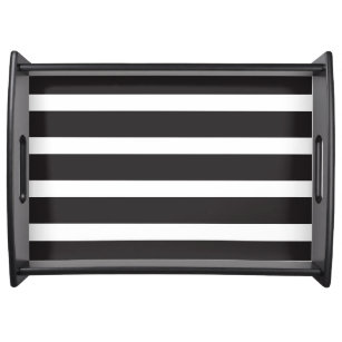 Black & White Striped Serving Tray