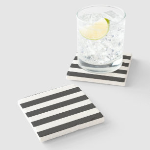 Black & White Striped Stone Coaster