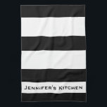 Black & White Striped Stripe Kitchen Towels Towel<br><div class="desc">Black and white striped Girly Chic Kitchen Towels Towel</div>