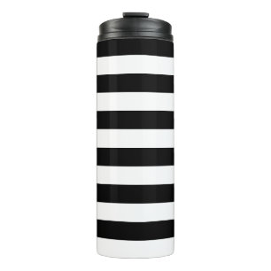 Black & white striped thermal tumbler