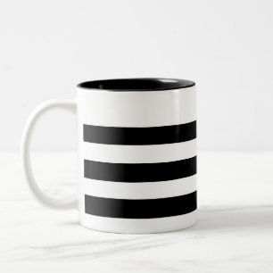Black & White Striped Two-Tone Coffee Mug