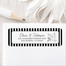 Black White Striped Wedding Return Address Label